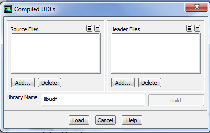 5. Από το menu του Fluent ακολουθείται η διαδρομή: Define User-Defined Functions Compiled και στο πεδίο source Files επιλέγεται