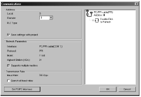 Ανοίγουµε το πρόγραµµα Step7MicroWin όπου από την στήλη πλοήγησης (Navigation bar) επιλέγουµε το εικονίδιο επικοινωνίας (comunication icon). 6.