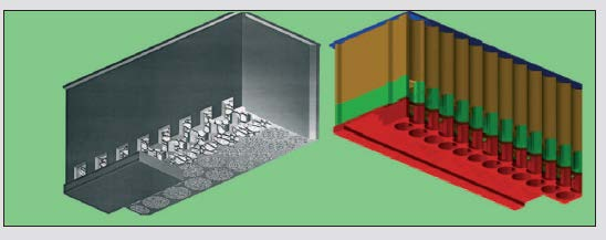 3D προσομοιώματα απορροφητικών διατάξεων του κυματοθραύστη, του κρηπιδώματος και φωτογραφίες πειραμάτων 3.1.5.