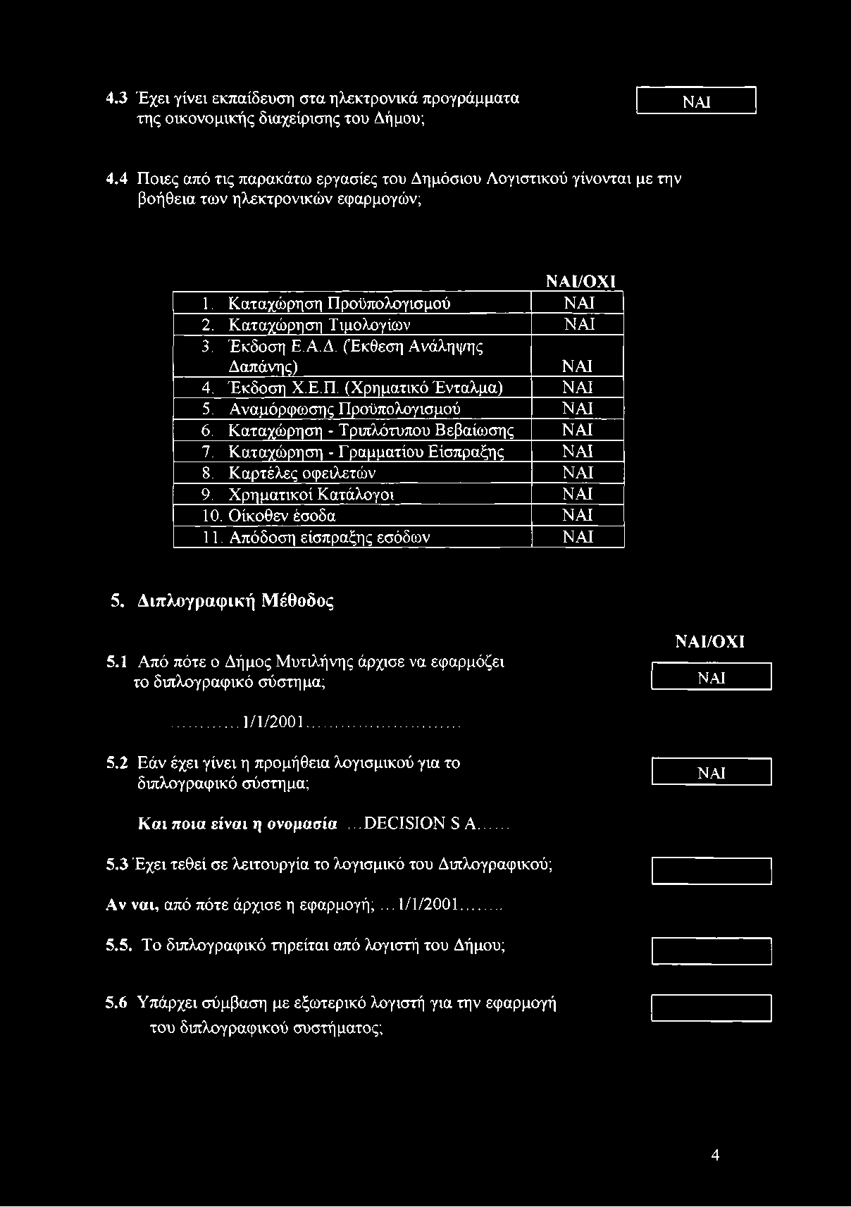 Έκδοση Ε.Α.Δ. (Έκθεση Ανάληψης Δαπάνης) ΝΑΙ 4. Έκδοση Χ.Ε.Π. (Χρηματικό Ένταλμα) ΝΑΙ 5. Αναμόρφωσης Προϋπολογισμού ΝΑΙ 6. Καταχώρηση - Τριπλότυπου Βεβαίωσης ΝΑΙ 7.