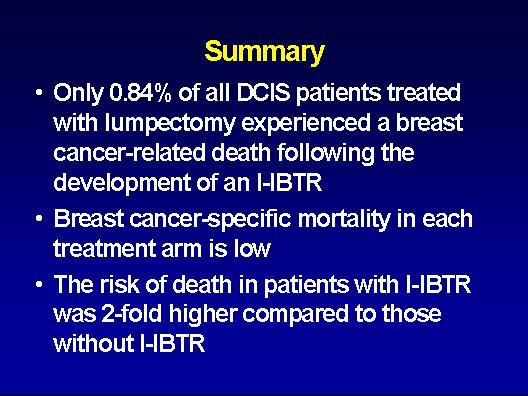 invasive breast tumor recurrence (IBTR) in
