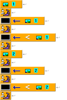 Program môžeme zapísať takto a otestovať: Ako vidíme, pri prvom aj druhom obrázku sú príkazy zobraz obrázok (1. a 7. riadok programu) a príkaz na obrazovku priraď obrázok (3. a 9.