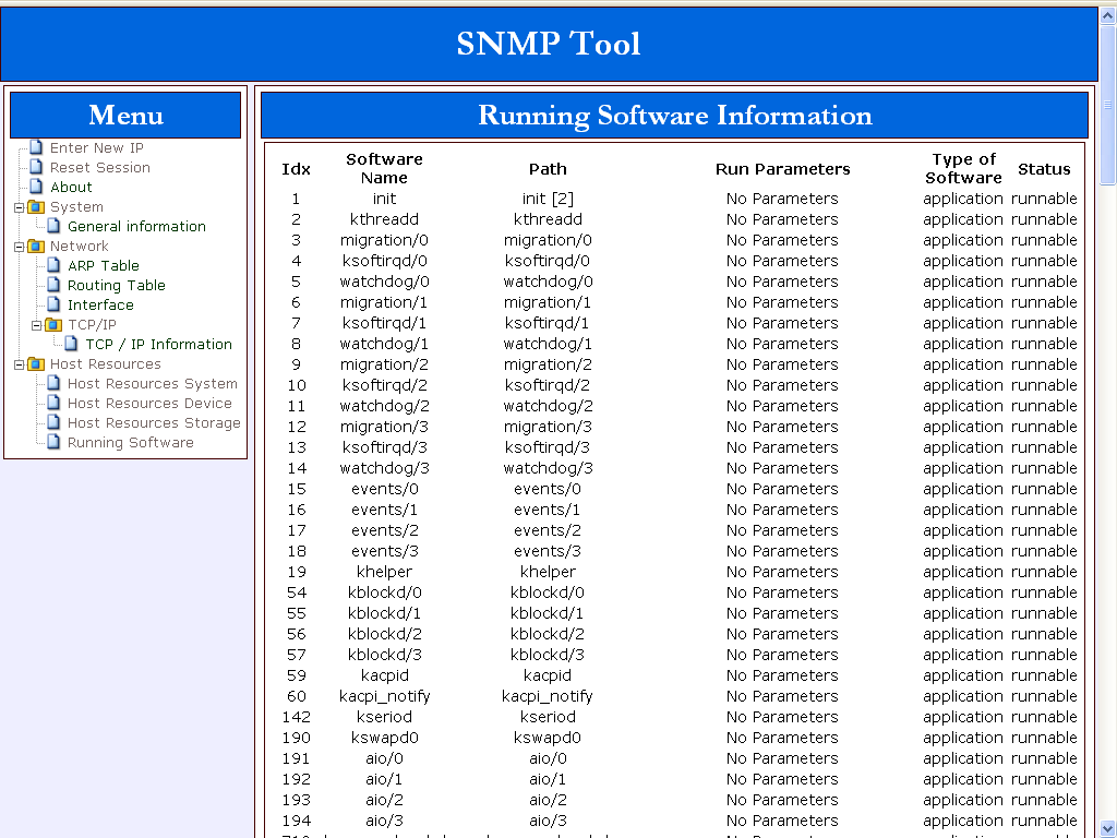 1. Index : Αναγνωριστικό του λογισμικού. 2. Software Name : Η ονομασία του λογισμικού 3. Software Run Path : Η τοποθεσία από την οποία φορτώθηκε το λογισμικό 4.