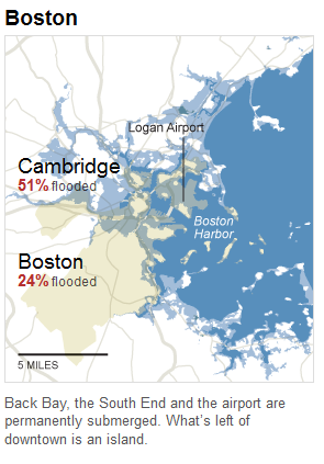Title: The New York Times: What Could Disappear Short Description: Maps show coastal and low-lying areas that would be permanently flooded, without