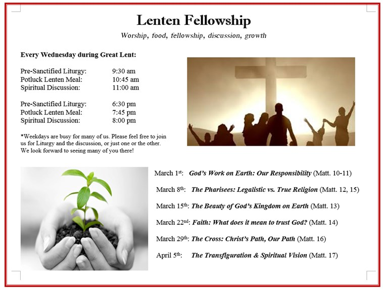 Join us today for our monthly Philoptochos Meeting in the Fellowship Hall after Coffee Hour. EVERYONE IS WELCOME TO ATTEND.