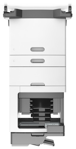 Μέγιστες υποστηριζόμενες διαμορφώσεις 2 Lexmark MX80 Series Ο εκτυπωτής με προαιρετική θήκη και τυπική τροχήλατη βάση: Σημειώσεις: Η διαμόρφωση του εκτυπωτή μπορεί να περιλαμβάνει έως και τέσσερεις