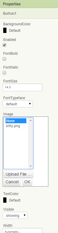 1. Επιλέγουμε από το Palette το μενού User Interface και από εκεί την επιλογή Button και τη σέρνουμε μέσα στο Screen1 2.