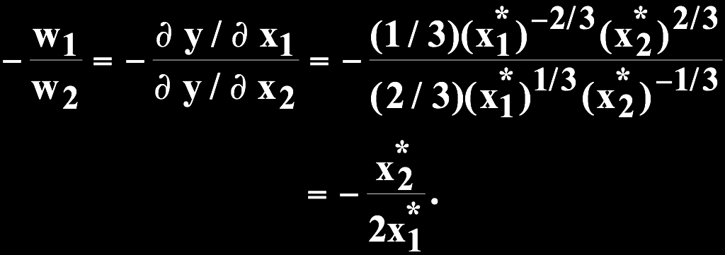 Ελαχιστοποίηση κόστους: Cobb- Douglas Στο συνδυασμό (x 1 *,x 2 *) που