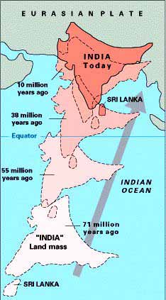 Το ταξίδι της Ινδικής πλάκας 6000 km διήνυσε η Ινδική πλάκα πριν συγκρουσθεί µε την Ευρασία πριν από 40 50