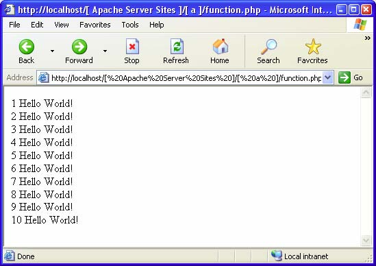 <? function msg($data) { for ($i =1 ; $i <= $data ; $i++) { echo $i. " Hello World!<br>"; } }?