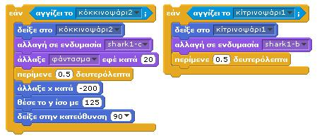 Το δεύτερο τμήμα του σεναρίου εμφανίζεται στην παρακάτω εικόνα: Β) πρέπει διαρκώς να ελέγχει για το αν άγγιξε κάποιο από τα αντικείμενα που το επηρεάζουν, και Γ) πρέπει να μετακινείται με τα βελάκια