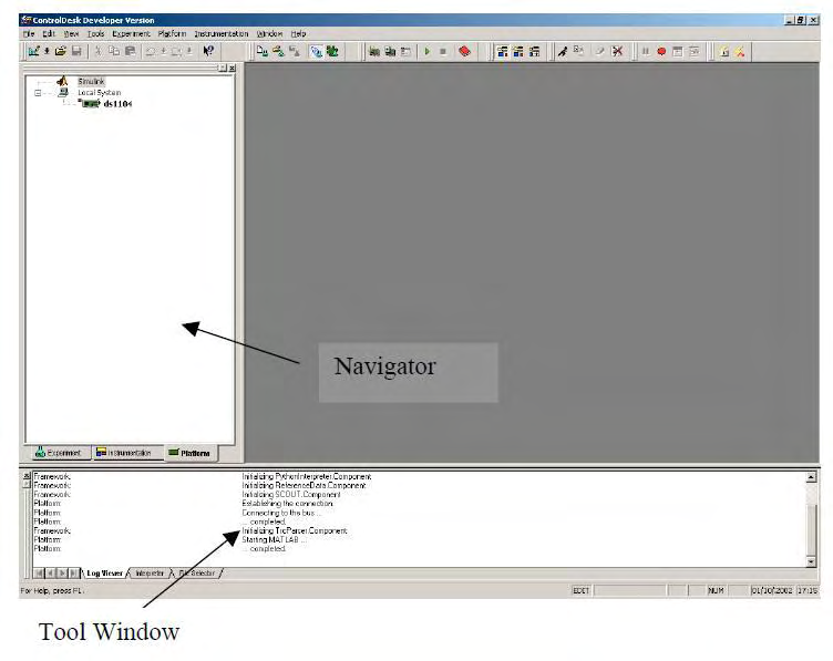 Σχήμα 6.1:dSPACE ControlDesk περιβαλλον.