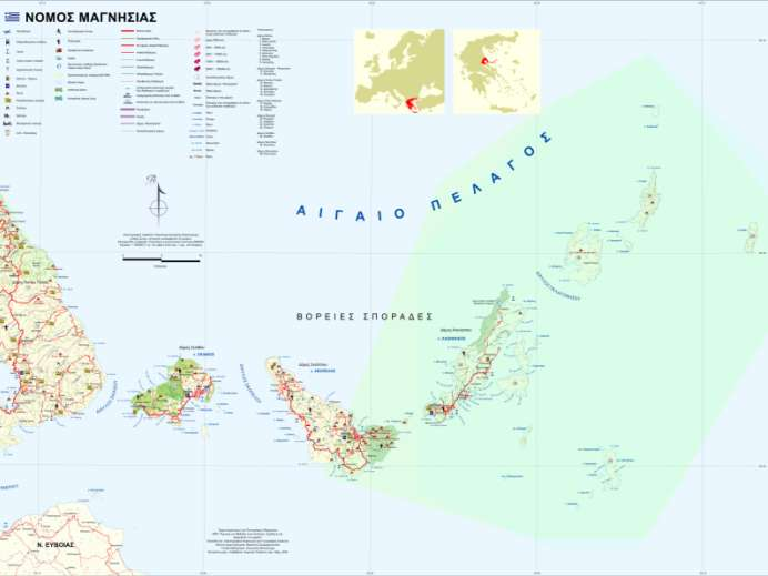 Χάρτης του Νομού Μαγνησίας, κλίμακας 1:100000