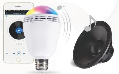 4.Smart Led Music Light LED BULB Base: E27 Voltage: 100-240Vac Power: 15Wrms(max) LED+SPEAKER