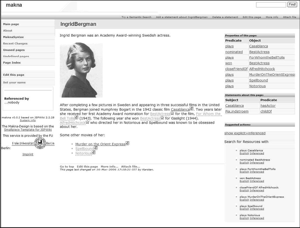 Εικόνα 10 : Makna user interface 4.2.4 Platypus Wiki Το Platypuswiki χρησιµοποιεί ένα απλό user interface για την δηµιουργία σελίδων wiki συµπεριλαµβανοµένου και των µεταδεδοµένων τους.