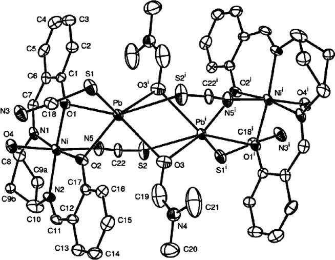 Σχήμα 12: Κρυσταλλική δομή του Ni 3 (H 2 O) 2 (DMA) 2 (acbshz) 2 2DMF.