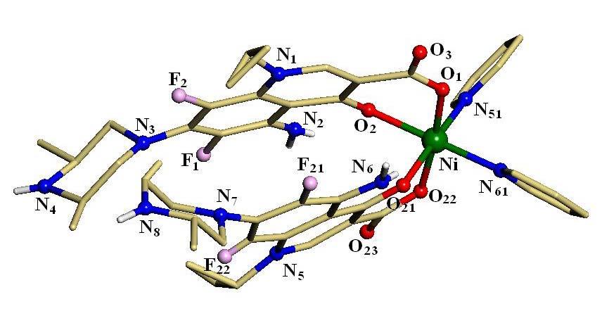 Σχήμα 44: Κρυσταλλική δομή του συμπλόκου Ni(sf) 2 (py) 2.