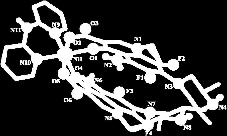 263(3) Γωνία (º) (º) O(1) - Ni(1) - O(2) 87.25(8) O(2) - Ni(1) - O(4) 89.42(9) O(1) - Ni(1) - O(4) 87.81(8) O(2) - Ni(1) - O(5) 91.10(9) O(1) - Ni(1) - O(5) 177.17(8) O(2) - Ni(1) - N(3) 96.