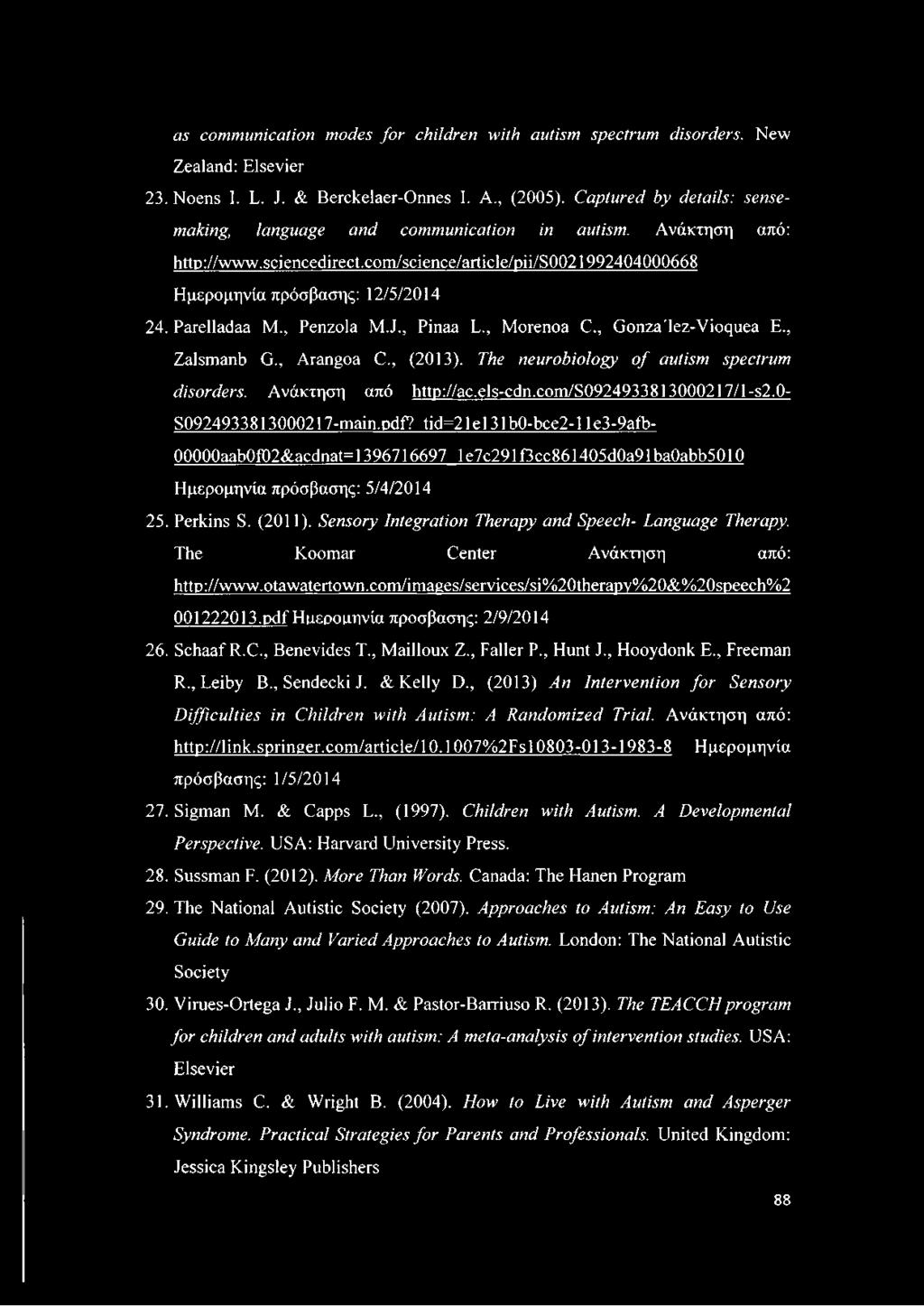 Parelladaa Μ., Penzola M.J., Pinaa L., Morenoa C., Gonza'lez-Vioquea E., Zalsmanb G., Arangoa C., (2013). The neurobiology of autism spectrum disorders. Ανάκτηση από http://ac.els-cdn.