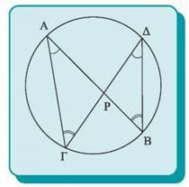 πόδειξη Τα τρίγωνα Ρ και Ρ είναι όμοια, αφού οι γωνίες ΡA Ρ και Ρ Ρ (ως εγγεγραμμένες
