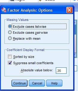 Η επιλογή Options Εικόνα 7: Options. Χειρισμός missing values.