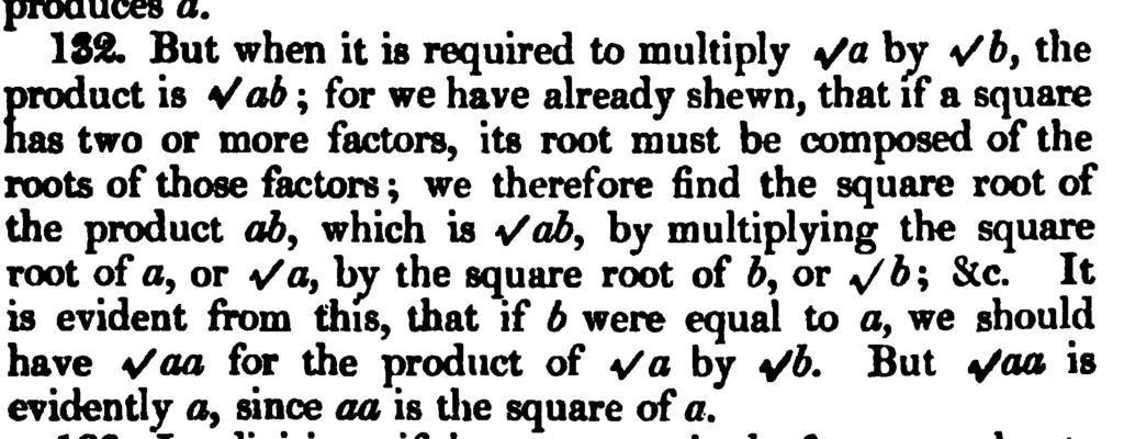 Euler's Elements of Algebra, Surd