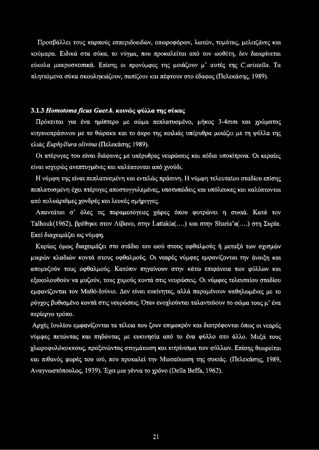 κοινώς ψύλλα της σύκας Πρόκειται για ένα ημίπτερο με σώμα πεπλατυσμένο, μήκος 3-4mm και χρώματος κιτρινοπράσινου με το θώρακα και το άκρο της κοιλιάς υπέρυθρα μοιάζει με τη ψύλλα της ελιάς Euphyllura