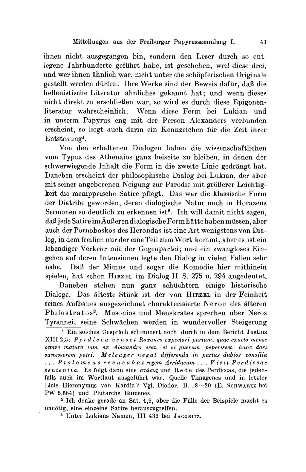 Mitteilungen aus der Freiburger Pαpyrussαmmlung I.