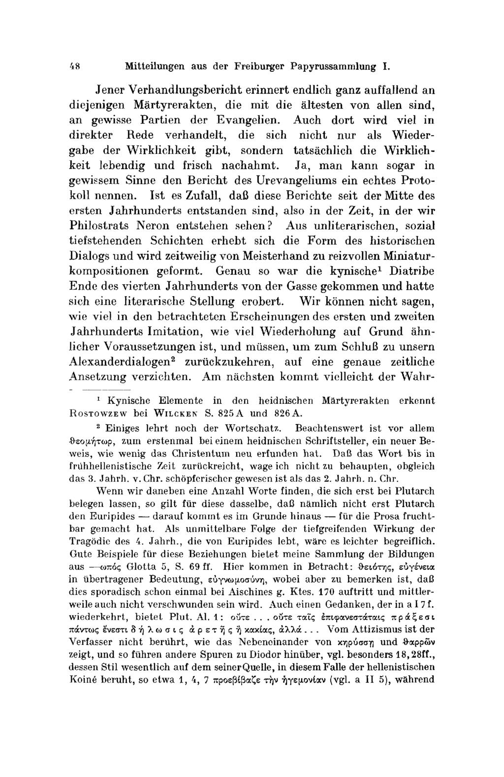 48 Mitteilungen aus der Freiburger Paρyrussαmmlung I.