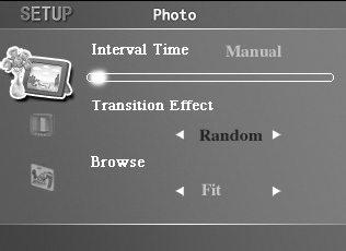 Εφέ μετάβασης Transition effect Πατήστε ENTER στο μενού Setup για να επιλέξετε Transition effect.
