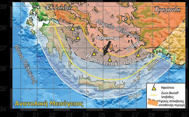 Κεφάλαιο 4 ο Σχήμα 4.4 Σχηματική απεικόνιση του γεωτεκτονικού περιβάλλοντος της ελληνικής ζώνης κατάδυσης. Η μικροπλάκα του Αιγαίου εφιππεύει την πλάκα της Αν.