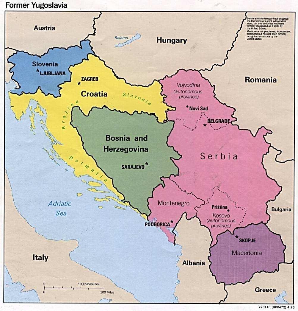 Χάρτης 2: Πολιτικός χάρτης της Πρώην