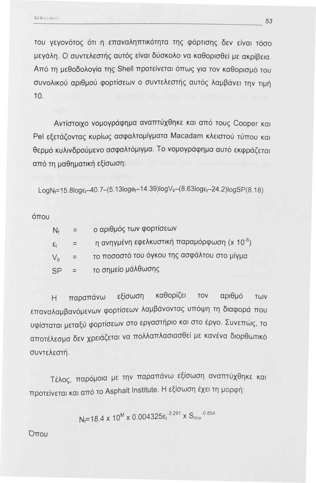 Kl GJ.\,\/\lt Ι ~~~~~~~~~~~~~~~~~~~~~~~~~- 53 του γεγονότος ότι η επαναληπτικότητα της φόρτισης δεν είναι τόσο μεγάλη. Ο συντελεστής αυτός είναι δύσκολο να καθορισθεί με ακρίβεια.