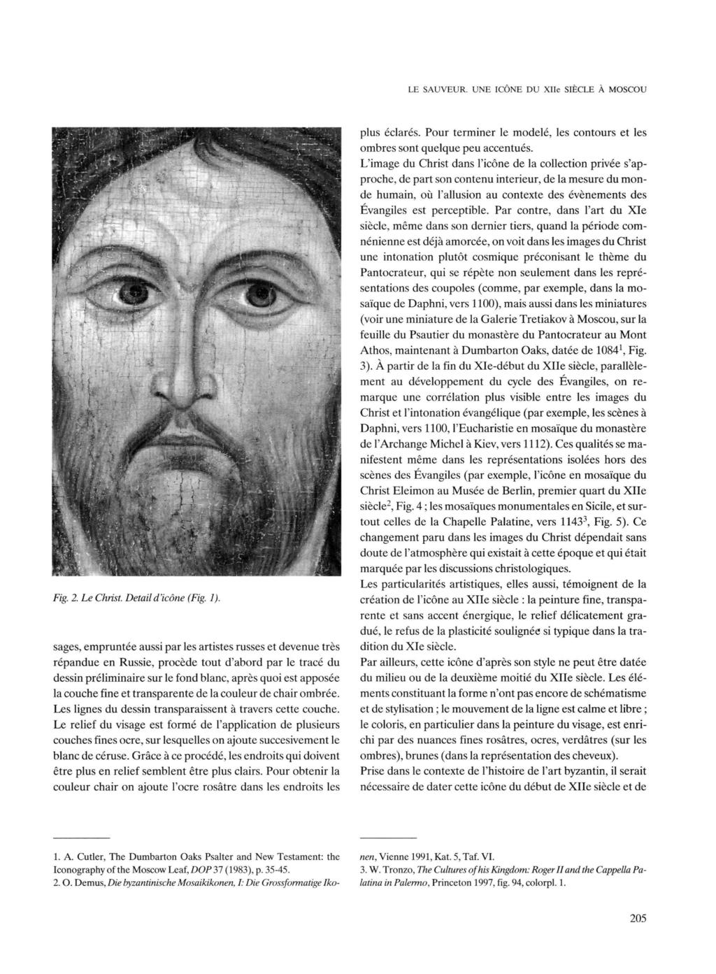 LE SAUVEUR. UNE ICONE DU Xlle SIECLE A MOSCOU Fig. 2. Le Christ. Detail d'icône (Fig. 1).