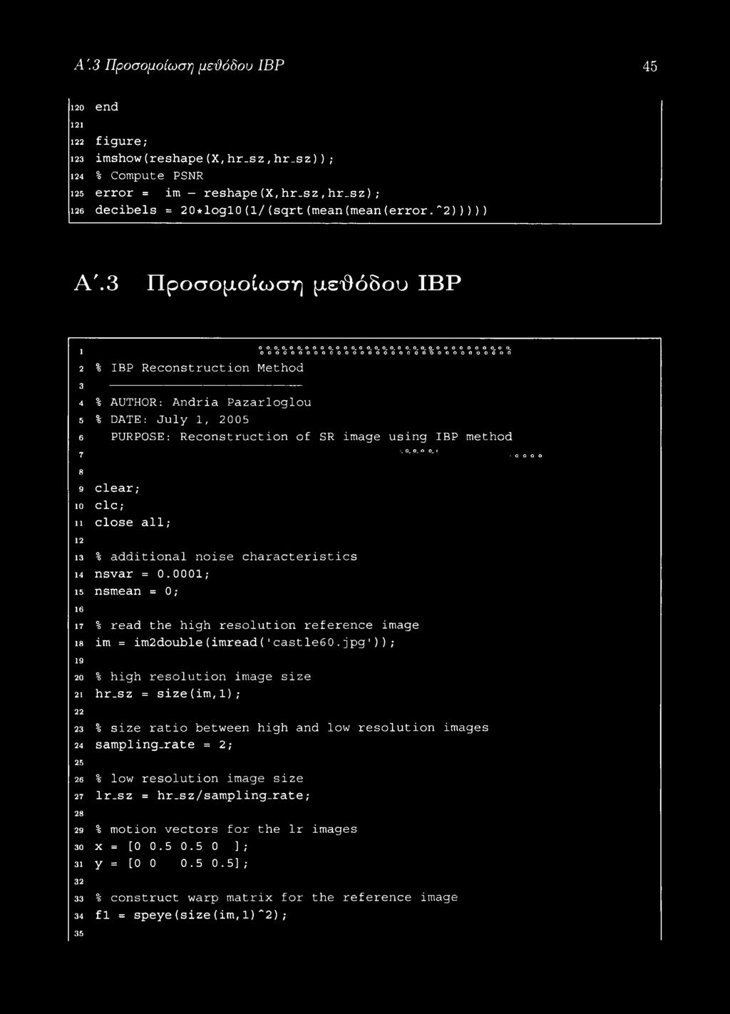 000000000000000000000000000000000 3 4 5 6 % AUTHOR: Andria Pazarloglou % DATE: July 1, 2005 PURPOSE: Reconstruction of SR image using IBP method 7 I. ο, o.