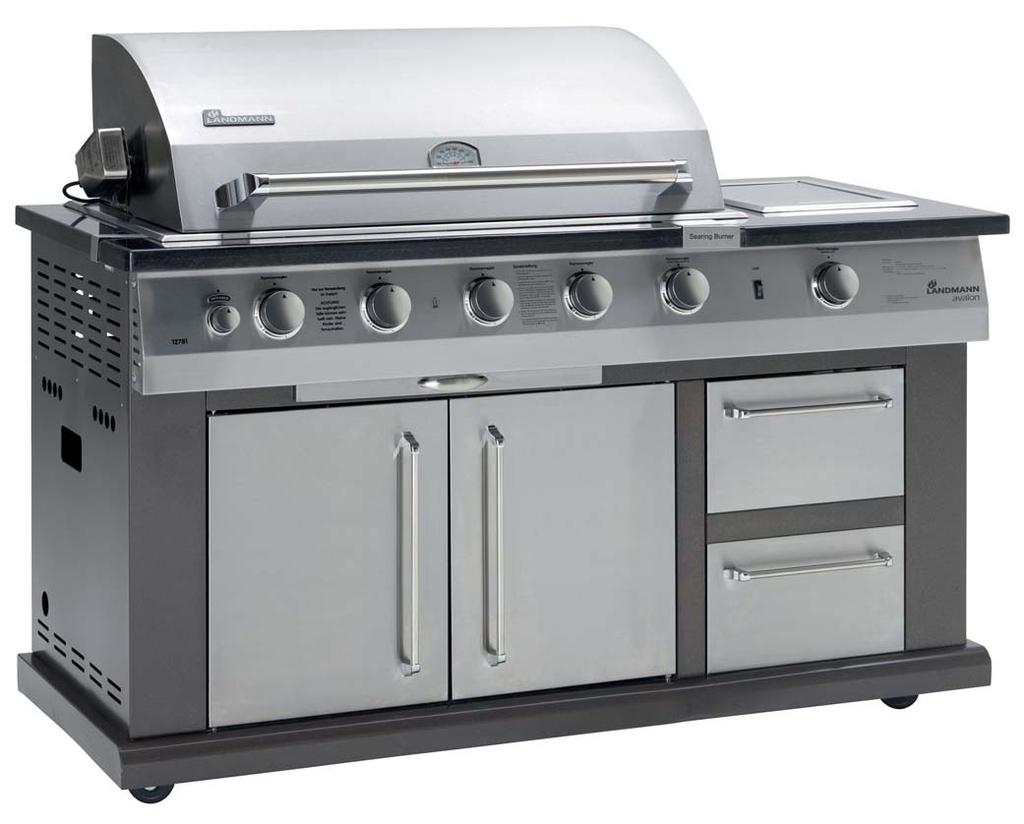 Gas barbecue kitchen 17 12781 Καπάκι διπλού τοιχώματος και πρόσοψη ανοξείδωτα Φωτισμός στη περιοχή