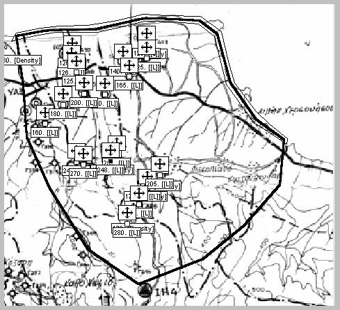 7.1.2 Υψόµετρα (Elevation) Αρχικές συνθήκες (Initial Heads) Με βάση τον τοπογραφικό χάρτη εισήχθησαν στο µοντέλο τα πηγάδια της περιοχής καθώς και τα υψόµετρά τους.