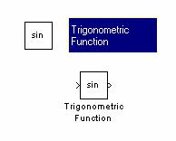 Στοιχειό (ή µπλοκ) Trigonometric Function Το στοιχείο Trigonometric Function είναι ένα χρήσιµο στοιχείο µε αρκετά εύκολο menu. Η έξοδό του αποτελεί γεωµετρική συνάρτηση της εισόδου του.