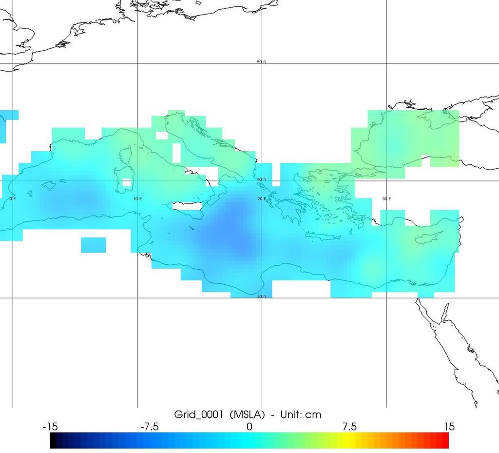 Εικόνα 5-10: Χάρτης Ανωμαλιών του Επιπέδου της Θάλασσας (MSLA) από
