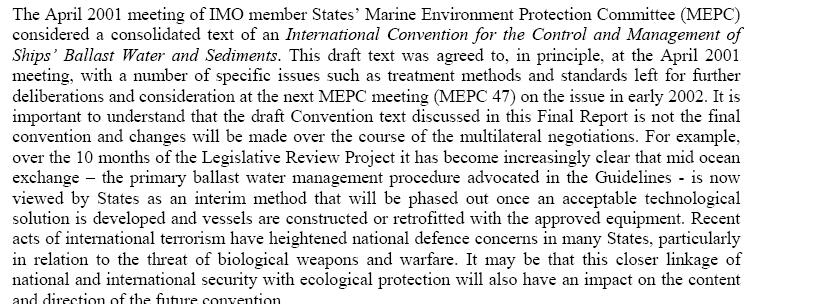 47 Ballast Convention: Mc CONNELL,M.2002,Globallast Legislative Review-Final Report,Globallast Monograph Series, No 1,IMO,London,p.p.14-15.