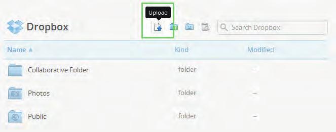 Α Γενικού Λυκείου Αποθήκευση αρχείων στο Dropbox Η αποθήκευση ενός αρχείου μπορεί να γίνει είτε με «ανέβασμα» του αρχείου μέσω της εφαρμογής διαδικτύου που είναι διαθέσιμη στο www.dropbox.