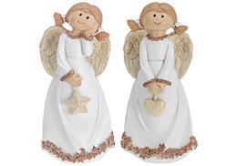 ALX910330 ANGEL POLYSTONE STANDING 2ASS STYLES WHITE/CREAM COLOR WITH GLITTERWINGS, SIZE: 6X4.7X14.5CM WEIGHT: 130GRAM. EACH PC PACKED IN FULL COLOR BOX, ASS.