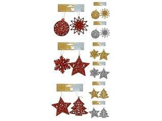 CAA210030 HANGING DECORATION GLITTERED SNOWFLAKE 3 ASS STYLES, 3ASS COLOURS : GOLD, SILVER, RED.