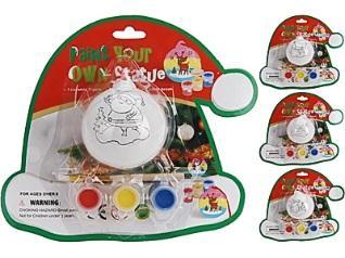 :4 DESIGNS, BLISTERPACKAGING PAINTSET, CERAMIC BALL, 6X6X7,3CM, 50 GRAM, CONTENTS: 1 CERAMIC XMAS BALL, 3 COLOURS PAINT AND 1 PAINTBRUSH, 4 ASSORTED ILLUSTRATIONS, PACKED IN BLISTER BACK