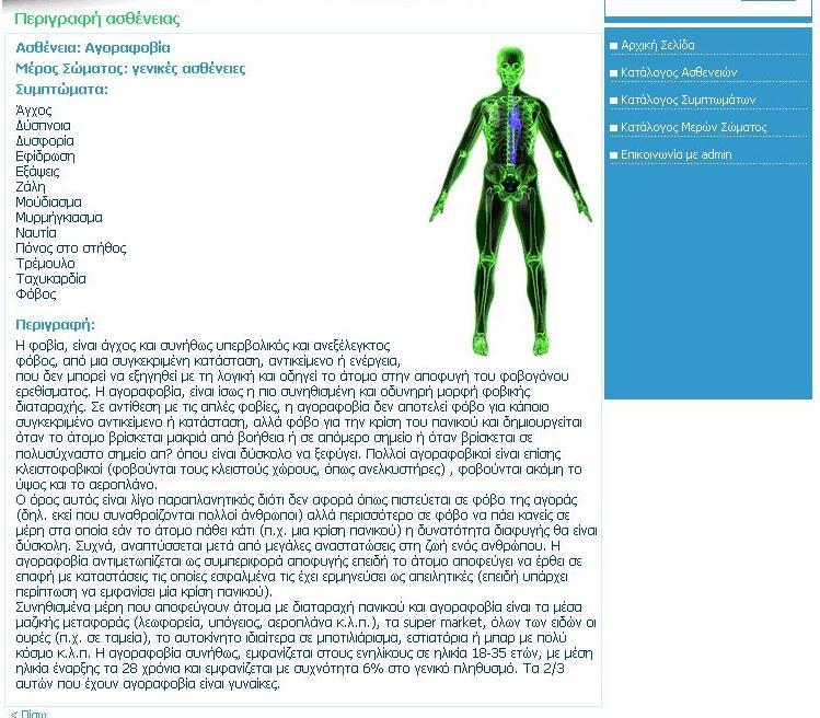 τις αναλυτικές πληροφορίες της ασθένειας που επέλεξε. Π.