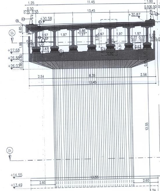 Κεφάλαιο 2: Περιγραφή τεχνικού έργου διαμέτρου 1.5m και μήκους 49m, οι οποίοι συνδέονται με το μεσόβαθρο μέσω κεφαλόδεσμου διαστάσεων 15.8m*13.55m*2m.