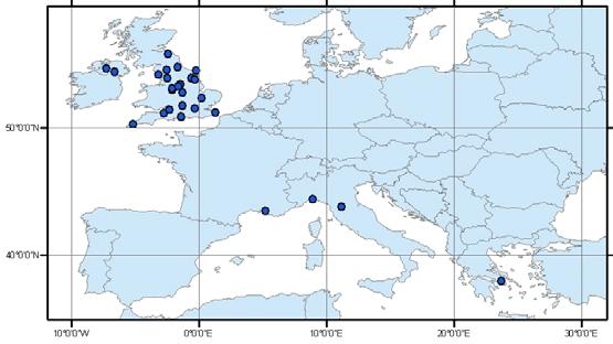 Νεότερα αποτελέσµατα Πρόσφατα µελετήθηκαν αρκετές µεγάλου µήκους χρονοσειρές ετήσιων µέγιστων βροχοπτώσεων (Koutsoyiannis, 4): 169 σταθµοί από την Ευρώπη και τη Βόρεια Αµερική.