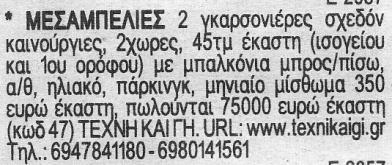 7.2.6 Παρουσίαση αγγελιών Δευτέρα