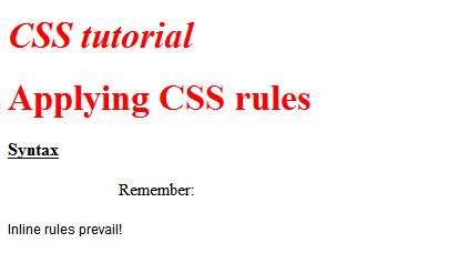 Παράδειγμα επικάλυψης CSS κανόνων <html> <head> <link rel="stylesheet" type="text/css" href="demostyles.