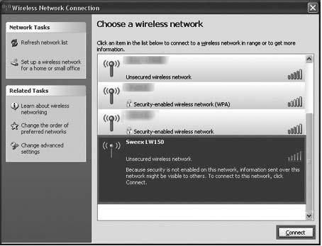 View Available Wireless Networks («Προβολή Διαθέσιμων Ασύρματων Δικτύων»): Εμφανίζεται παράθυρο με τίτλο Choose a wireless network («Επιλέξτε ασύρματο